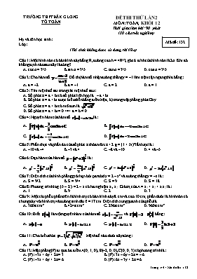 Đề thi thử lần 2 môn Toán, khối 12